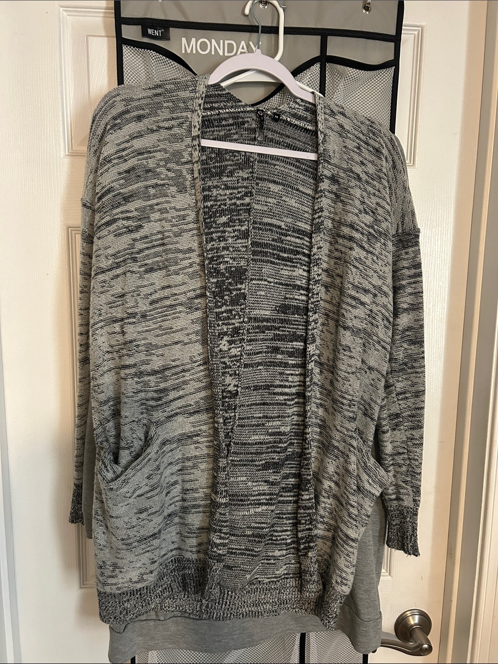 Poof! Gray Marled Open-Front Cardigan